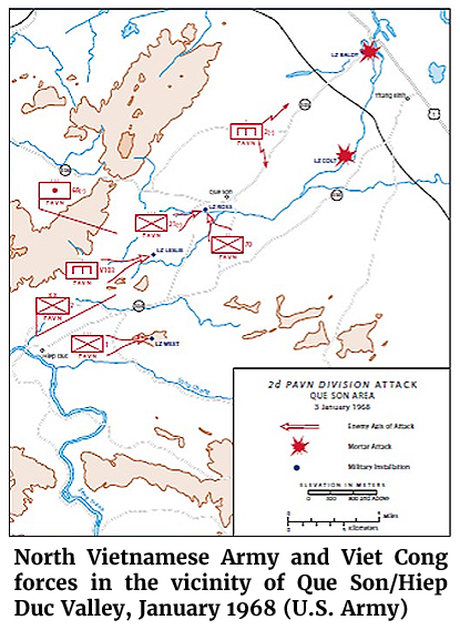 Map of North Vietnamese Army and Viet Cong forces in the vicinity of Que Son/Hiep Duc Valley, January 1968 (U.S. Army)